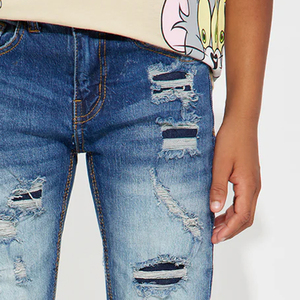 Boys Designer Inspired <b>Denim</b> Pants With Durable Soft <b>Material</b> With High Quality Stitching OEM Service Designing With Logo Casual - Product Image 3