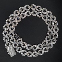 Cadena de Eslabones Infinitos Personalizada de 10 mm, Plata de Ley 925, Chapada en Oro Rosa, con Diamantes de Corte Brillante, Collar para Hombre, Estilo Hip Hop