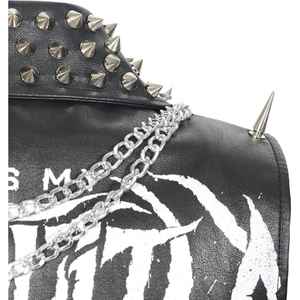 Custom Genuine Leather Studded Punk Biker Vest Motorcycle Sleeveless <b>Jacket</b> with Spikes Chains Belt for Men <b>Women</b> - Product Image 4