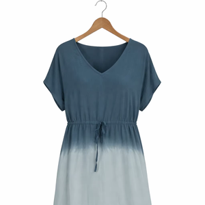 ผู้ผลิตชุดคาฟตันผ้าวิสโคสลายไท-ได ทรงโบโฮ ระบายอากาศได้ดี คอวี แขนสั้น สำหรับฤดูใบไม้ผลิ ฤดูร้อน และชายหาด - Product Image 1