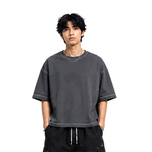 T-shirts amples en coton premium pour hommes, coupe décontractée, manches courtes, style streetwear, personnalisables, OEM, ODM, marque privée, fournisseur en gros - Product Image 3