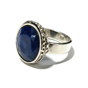Natural Blue Sapphire Gemstone <b>Ring</b>, 925 Sterling <b>Silver</b> Faceted Gemstone <b>Ring</b>, <b>Statement</b> <b>Rings</b>, Handmade Jewelry - Product Image 1