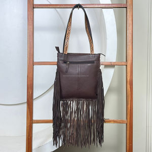 Nuevo Bolso de Cuero Vacuno Hecho a Mano de Última Moda, Gran Capacidad, Estilo Vintage con Diseño de Flecos para Mujer - Product Image 6