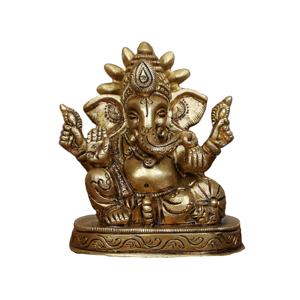 รูปปั้นพระกันพัตย์ทองเหลืองขัดเงาเคลือบทองรูปทรงวงรี สำหรับบูชาในวัด ตกแต่งบ้าน ผลิตในรัฐราชสถาน - Product Image 1