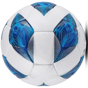 Ballon de football cousu main de haute qualité, blanc et bleu, pour l'entraînement, les matchs et les jeux en extérieur, fabriqué au Pakistan - Product Image 3