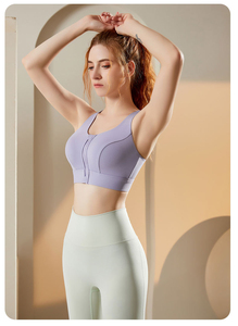 Top Deportivo Corto sin Mangas con Cierre Frontal y Cuello en V Color Lavanda para Mujer - Product Image 6