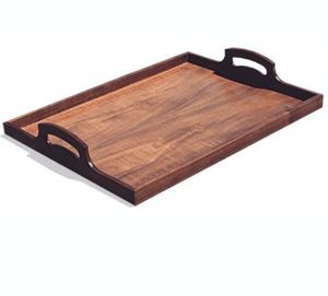Plateau de service en bois rectangulaire fait main style rétro couleur unie pour plats et assiettes - Product Image 2