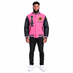 Chaqueta Varsity Personalizada para Hombre, Chaqueta Bomber Letterman con Mangas de Cuero, Cierre de Cremallera, Corte Regular, Logotipo de Equipo o Escuela - Product Image 1