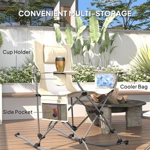 Set di 2 Sedie da Campeggio Pieghevoli Color Crema, Portatili con Poggiatesta Comfort, Borsa Termica, Portabicchieri e Borsa per il Trasporto - Product Image 6