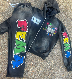 ชุดกีฬาฤดูหนาวลำลองสำหรับผู้ชายจากผู้ผลิตตามสั่ง ผ้าฝ้ายนุ่มสบาย พิมพ์ลายสกรีน ดีไซน์แบบซ้อน ปักลาย - Product Image 1