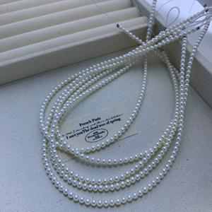 Collier de perles d'eau douce naturelles Zhuji 3-4 mm, presque parfait, chaîne de perles en argent S925, extrêmement brillant, sans défaut - Product Image 4