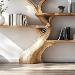 Modern Artistic Tree Shaped Wall Mounted <b>Solid</b> <b>Wood</b> Floating Bookshelf Luxury Decorative Display Rack - Product Image 3