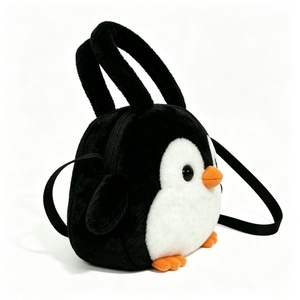 Sac à bandoulière personnalisé en peluche pingouin, sac à main en peluche pingouin mignon, sac à bandoulière pingouin noir et blanc, sac en peluche pour enfants sur le thème des animaux - Product Image 2