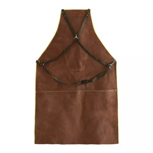 Delantal de cuero con cintura ajustable y doble bolsillo para cocinar y uso diario - Product Image 2