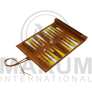 กระดานแบ็คแกมมอนหนังปรับแต่งได้ พิมพ์โลโก้ พกพาสะดวก ดีไซน์รอกสองสี เกมกระดานสำหรับทุกเพศ ขนาด 35.5x26.5 มม. น้ำหนัก 200 กรัม - Product Image 2