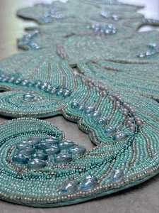 Handmade Embroidered Fabric Table <b>Runner</b> Rectangle <b>Green</b> Leaf Design Luxury Eco-Friendly Durable 5mm Thickness Decorative Mat - Product Image 3