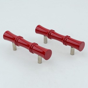 Meubles en bois modernes peints en rouge, armoires, tiroirs, portes à boutons, poignées longues coulissantes pour cuisine, artisanat Mughal en bois - Product Image 3