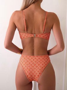 Retro Orange Geometric bikini sets Wholesale OEM B2B custom private label manufacturing with low MOQ for global fashion brands. - Product Image 6
