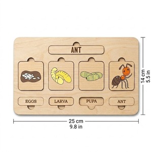 Puzzle in <span class=keywords><strong>Legno</strong></span> del Ciclo di Vita delle Formiche, Artigianato Fatto a Mano con Fasi di Uova, Larve, Pupae e Adulti <span class=keywords><strong>per</strong></span> Bambini - Product Image 2