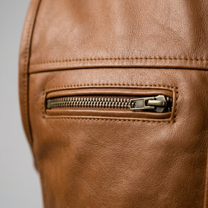 Gilet de motard en cuir véritable noir de qualité supérieure pour homme – Gilet de moto sans manches avec poches zippées et col montant - Product Image 5