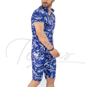 ชุดชายหาดฤดูร้อนสุดเทรนดี้ขายส่งสำหรับผู้ชาย ชุดเสื้อและกางเกงขาสั้นพิมพ์ลายตามสั่ง ชุดว่ายน้ำเข้าชุดสำหรับผู้ชาย - Product Image 2