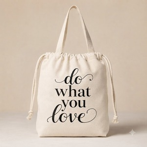 <b>Drawstring</b> Printed Jute <b>Canvas</b> Tote <b>Bag</b> Eco Friendly Large Capacity Custom Size Quote Lettering Shoulder Handbag Shopping - Product Image 1