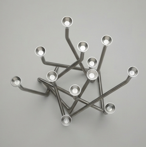 Candelabro Moderno de Metal Plateado Mate, Curvo, con Múltiples Brazos, para Decoración del Hogar - Product Image 2
