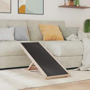 Rampe pour chien en bois de sapin massif avec polyester 39,4 x 15,7 pouces Gris Lits et accessoires pour animaux de compagnie - Product Image 1