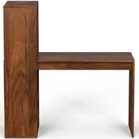 Bureau d'ordinateur portable Radisso en érable brun avec étagère pour la maison ou le bureau, espace de travail WFH
