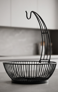Wholesale Black Metal Wire <b>Fruit</b> <b>Storage</b> Basket with Banana Hanger Arch Hook Minimalist Decorative Bowl - Product Image 4
