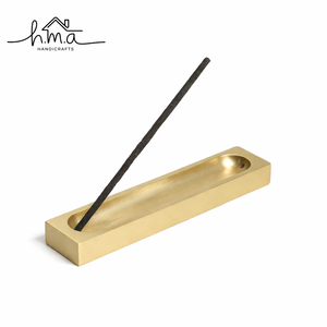 Round Wooden Incense Holder with Brass Multi Hole <b>Stick</b> Stand Carved Floral Design Ash Catcher Decorative Home Fragrance Burner - Product Image 3