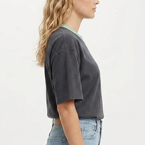 เสื้อยืดคอกลมแขนสั้นสีพื้นแฟชั่นผ้าฝ้าย 100% ราคาส่งถูกสำหรับผู้หญิงใส่หน้าร้อน - Product Image 5