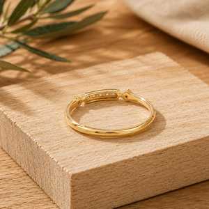 Premium Round Brilliant Lab Grown Diamond Pave Engagement Ring 10k 14k 18k Solid Gold Minimalist Band Ethical Promise Jewelry - Product Image 5