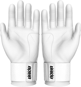 Adiha Impex Leather <b>Baseball</b> Batting <b>Gloves</b> White Hook and Loop Closure Unisex Adult Training Customizable Durable - Product Image 2