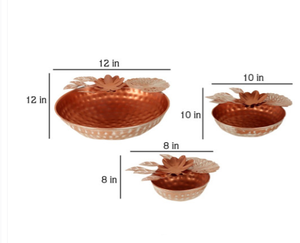 Cuenco Decorativo de Cobre Martillado con Diseño Floral de Hojas, Centro de Mesa Multiusos para Frutos Secos y Aperitivos - Product Image 5
