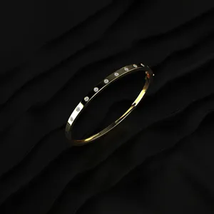 Elegante Brazalete de Diamantes Cultivados en Laboratorio, Color E, Claridad VVS-VS, Certificado IGI, Chapado en Oro de 10/14/18 Quilates, Moderno para Mujer - Product Image 3