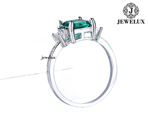 Jewelux Women's 925 <b>Silver</b> Rhodium Plated Morganite Engagement <b>Ring</b> With <b>Emerald</b> Cut Prong Setting Classic Style - Product Image 2