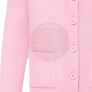 Sorority Fraternity Pink Acrylic Knitted <b>Cardigan</b> <b>Men's</b> Women's Winter Full Sleeve Button Closure Greek Letter Embroidery Front - Product Image 4