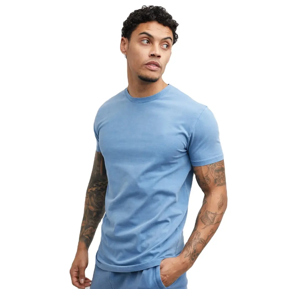 mens designer high quality pigment dyed long sleeve pocket washed cotton t shirt