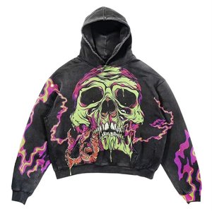 Koyz Brown Zip-Up Hooded Fleece Sweatshirt Unisex Streetwear Oversized Fit Front Pocket <b>Flame</b> Design Winter Wear Anti-Pilling - Product Image 3
