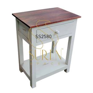 Commercial <b>White</b> Designer wooden Indian handmade bedside Crafted <b>nightstand</b> drawer bedside - Product Image 1