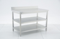 Tables de travail et tables de préparation en acier inoxydable commercial avec 2 étagères inférieures réglables, tables de préparation métalliques robustes
