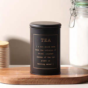 <b>Black</b> Metal Cylinder Tea <b>Canister</b> Metal Airtight Lid Stackable Handcrafted for <b>Kitchen</b> Freshness Preservation Vintage Design - Product Image 3