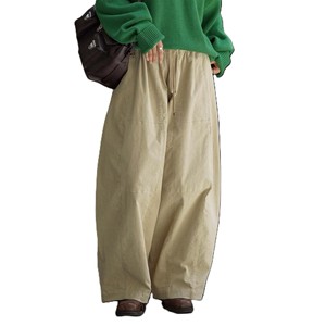 Pantalones Casuales de Pierna Ancha con Cintura Alta y Corduroy Transpirable Estilo Japonés para Mujer, Corte Holgado, 100% Algodón, Novedad de Otoño - Product Image 1