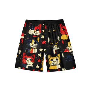 Shorts de bain pour homme à imprimé chat noir, imprimé numérique, décontractés, d'été, avec cordon de serrage à la taille - Product Image 4