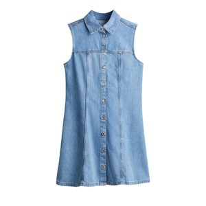 เดรสยีนส์ผู้หญิงแบบมิดิ ตัวอย่างฟรี ผ้าเนื้อนุ่มสบาย สไตล์ลำลอง ซักง่าย ขายส่ง ปรับแต่งได้ คุณภาพดีที่สุด สำหรับฤดูร้อนและฤดูหนาว - Product Image 1