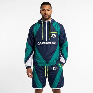 Conjunto de Chaqueta con Capucha y Cremallera para Hombre, de Nailon Personalizado, y Pantalones Cortos, Ligero, Impermeable, Cortavientos, Informal - Product Image 2