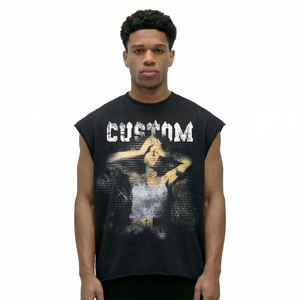 Camiseta de punto de manga corta con gráfico frontal personalizado para hombre, algodón pesado, estilo vintage, streetwear, corte holgado, informal, para verano - Product Image 3