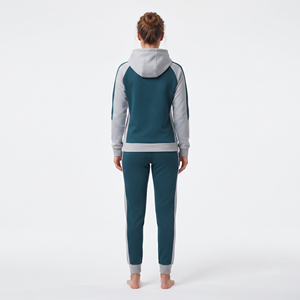 Custom Design Women's Full Sleeve Hooded <b>Polyester</b> <b>Tracksuit</b> Two Tone Regular Fit Jogger Set Casual Autumn Winter Clothing - Product Image 6