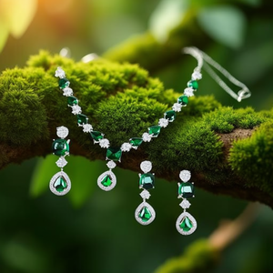 Ensemble de bijoux ethniques CZ, collier et boucles d'oreilles en zircone cubique pour femmes-AD0037ZG - Product Image 3